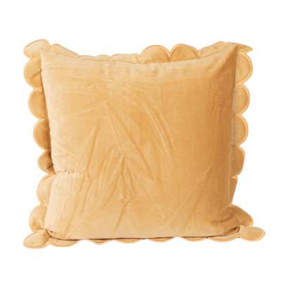 Cotton Velvet Square Pillow With Scalloped Flange