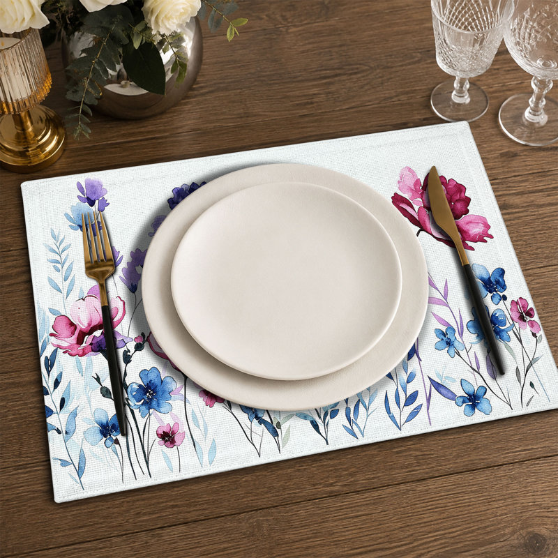 4-Piece Polyester Rectangle Dining Table Placemat
