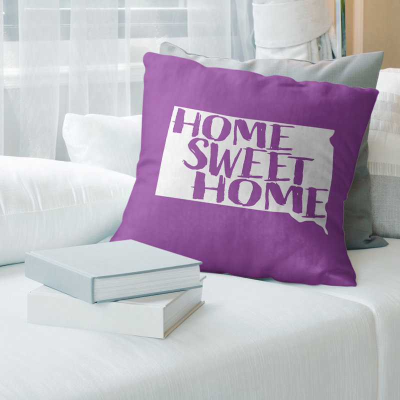 Coussin Home Sweet, 26 po x 26 po, Dakota du Sud , Violet