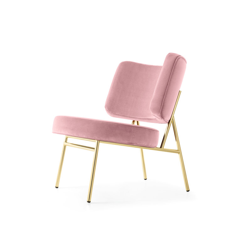 Coco Lounge Chair, Gray Velvet, Polished Brass