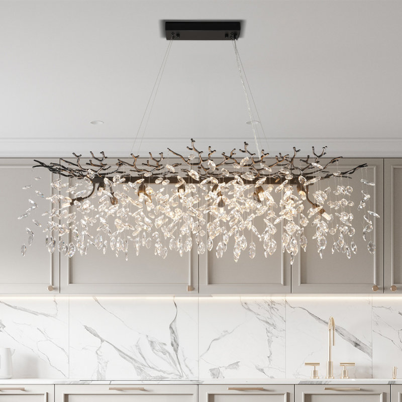 Lustres en cristal Erdenheim, H 15,7 po x l 47,2 po x P 16,2 po, Noir