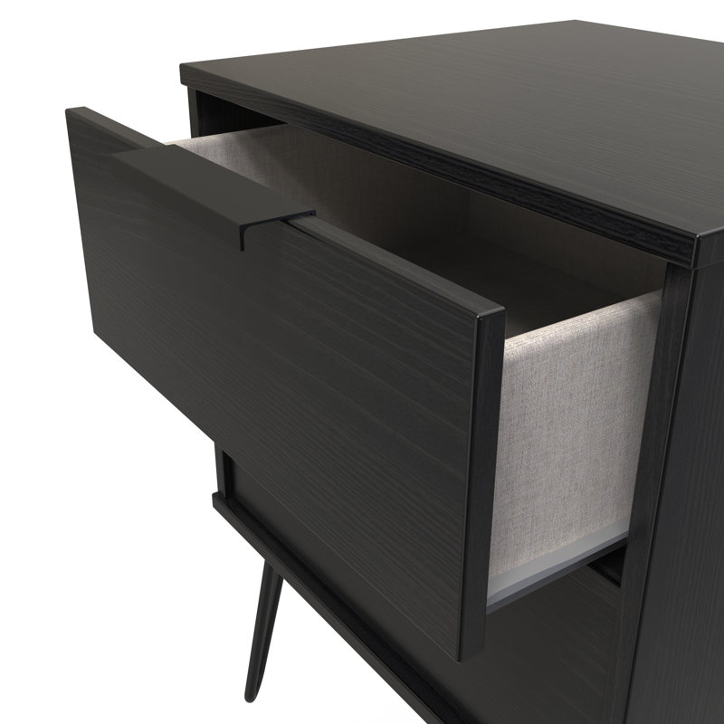 Fully Assembled Amaana 2 Drawer Bedside Table, Black