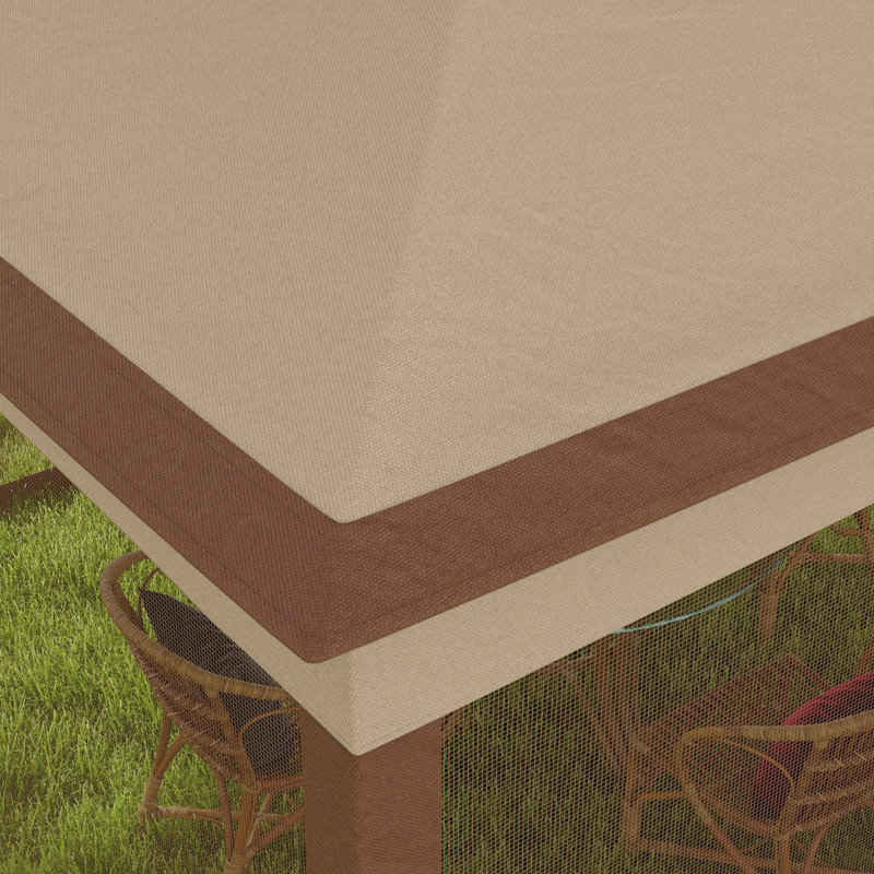 Pavillon de jardin escamotable 11X11FT, moustiquaire pour l'extérieur avec sac de transport (kaki)