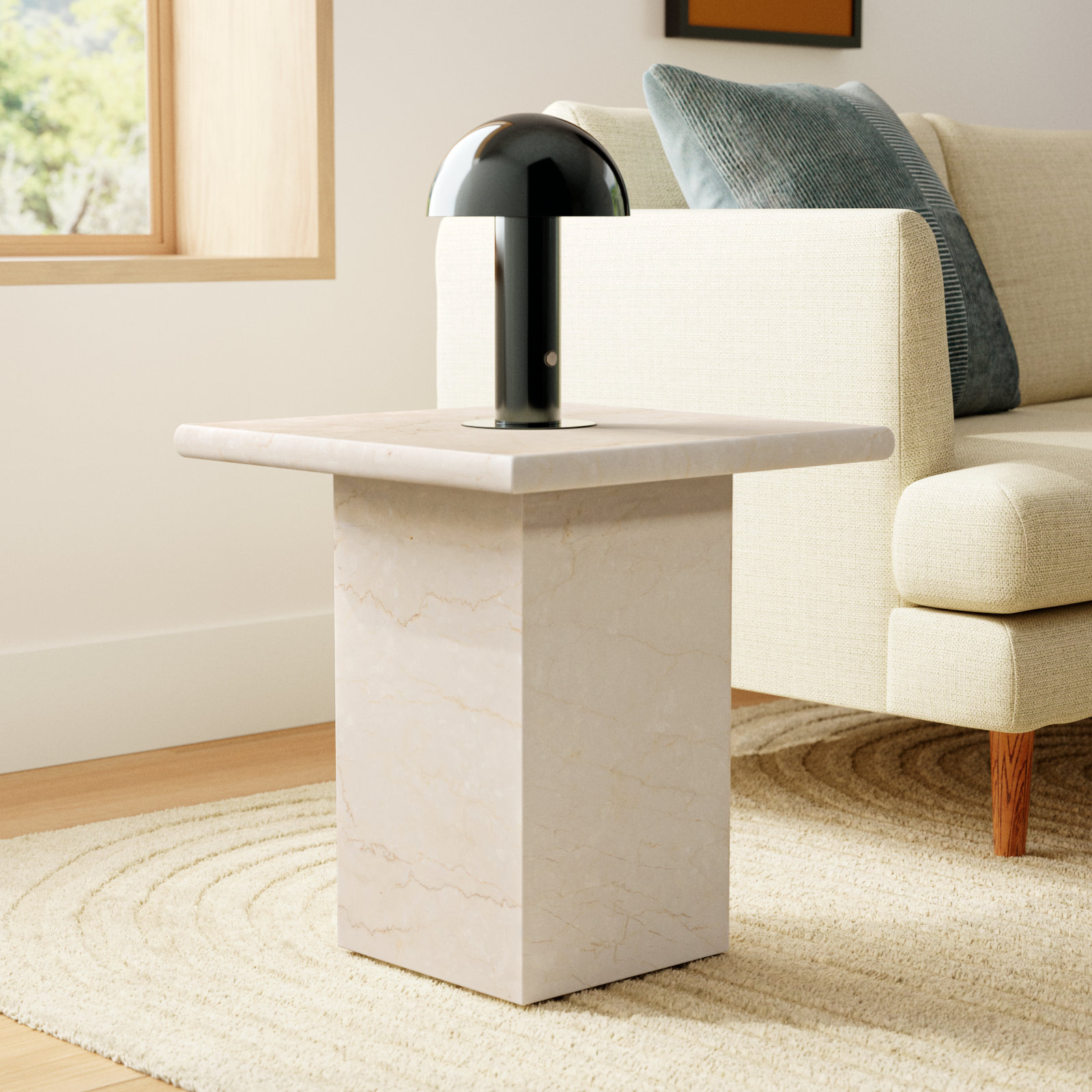 Olene End Table, Cream