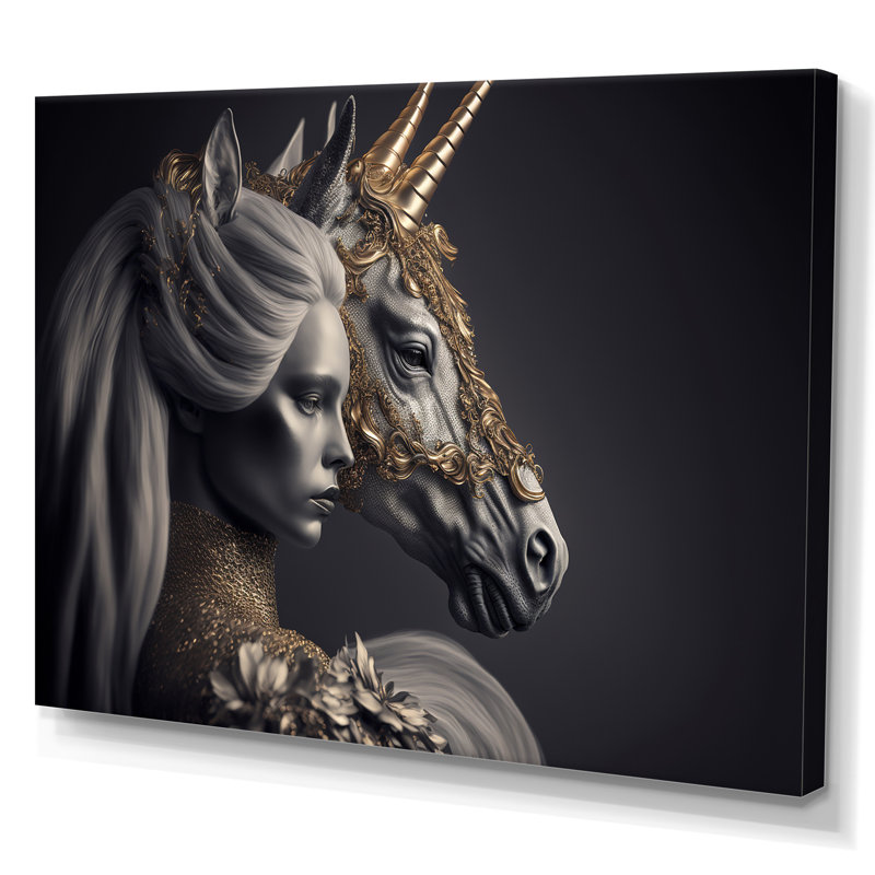 " Glamourous Unicorn II ", 12" H x 20" W x 1" D, Wrapped Canvas