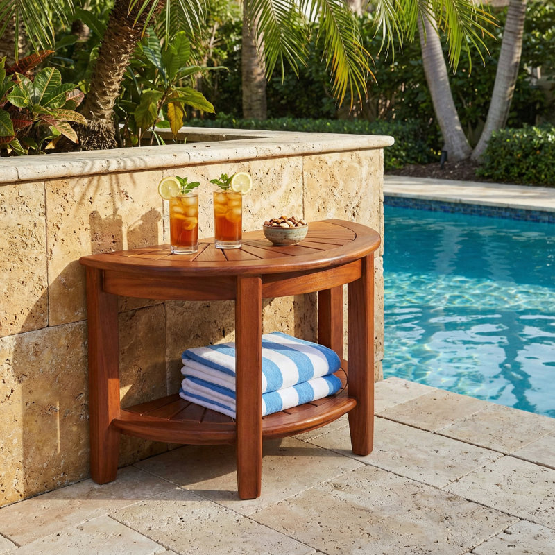 Brookville Teak Outdoor Side Table , 14'' in. W 28.25'' in. D