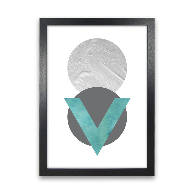 Marble Teal And Silver 1 by Pixy Paper - Print, 84cm H x 59.4cm W x 3cm D, Black Framed