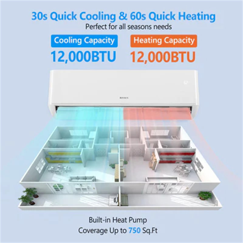 22SEER 12000BTU Wi-Fi sans conduit mini climatiseur et pompe à chaleur 115V