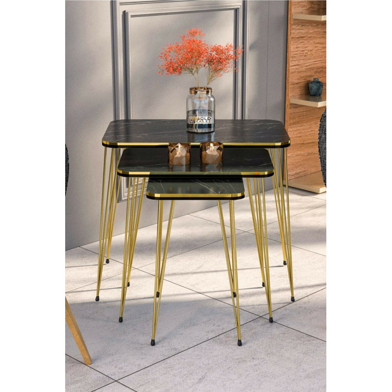 Ayleen 24cm Console Table, Black Marble