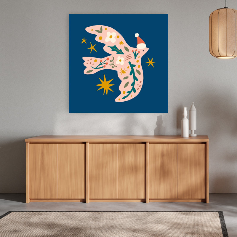 Happychristmasno28 Modern Peaceful Abstract Bird Nature Winter Wall Art Print 1 Piece Wrapped Canvas Wall Art
