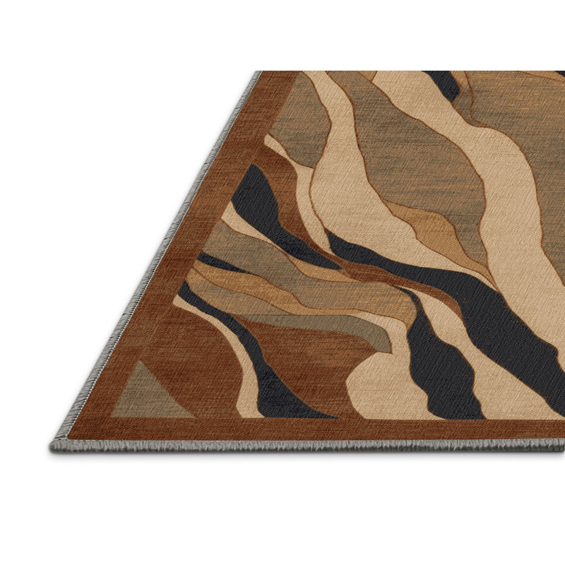 Machine Washable Persian Brown Area Rug, Runner 2' x 4'