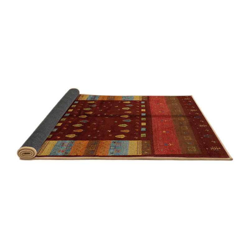 Tapis contemporain rouge / brun, Rond 7 pi