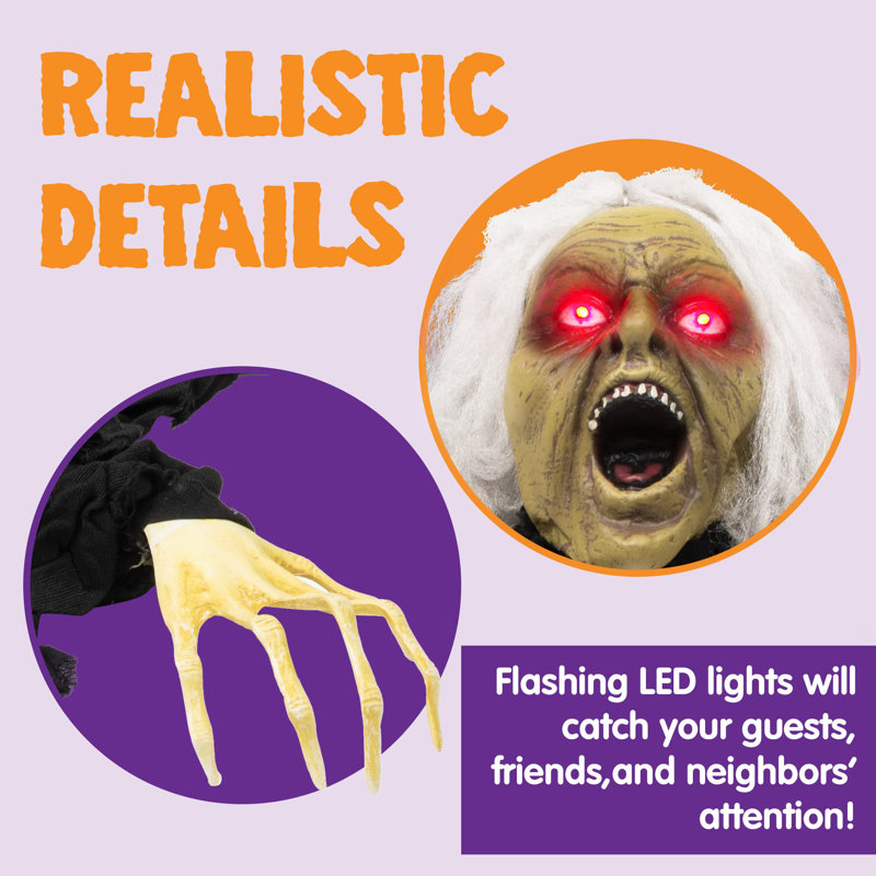 18" Halloween Zombie Decor with Sound & LED Eyes