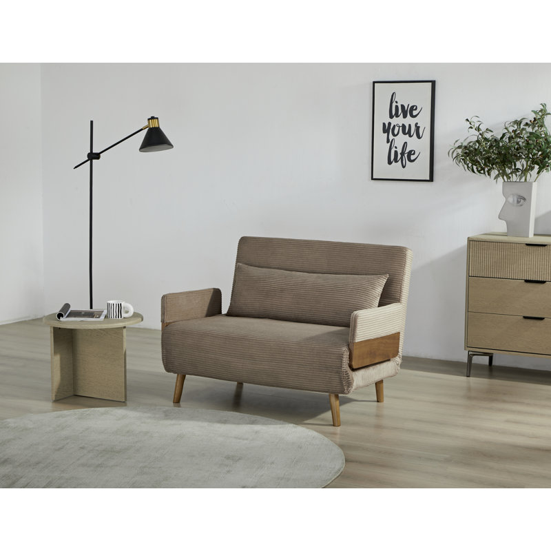 Convertible Folding Sofa Bed, Multi-Position Adjustable Floor Sofa, High-Density Foam Sleeper Chair, Coffee