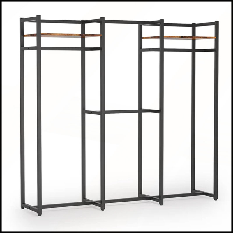 Portemanteaux portable, armoire de rangement haute avec structure en métal robuste et grand espace de rangement