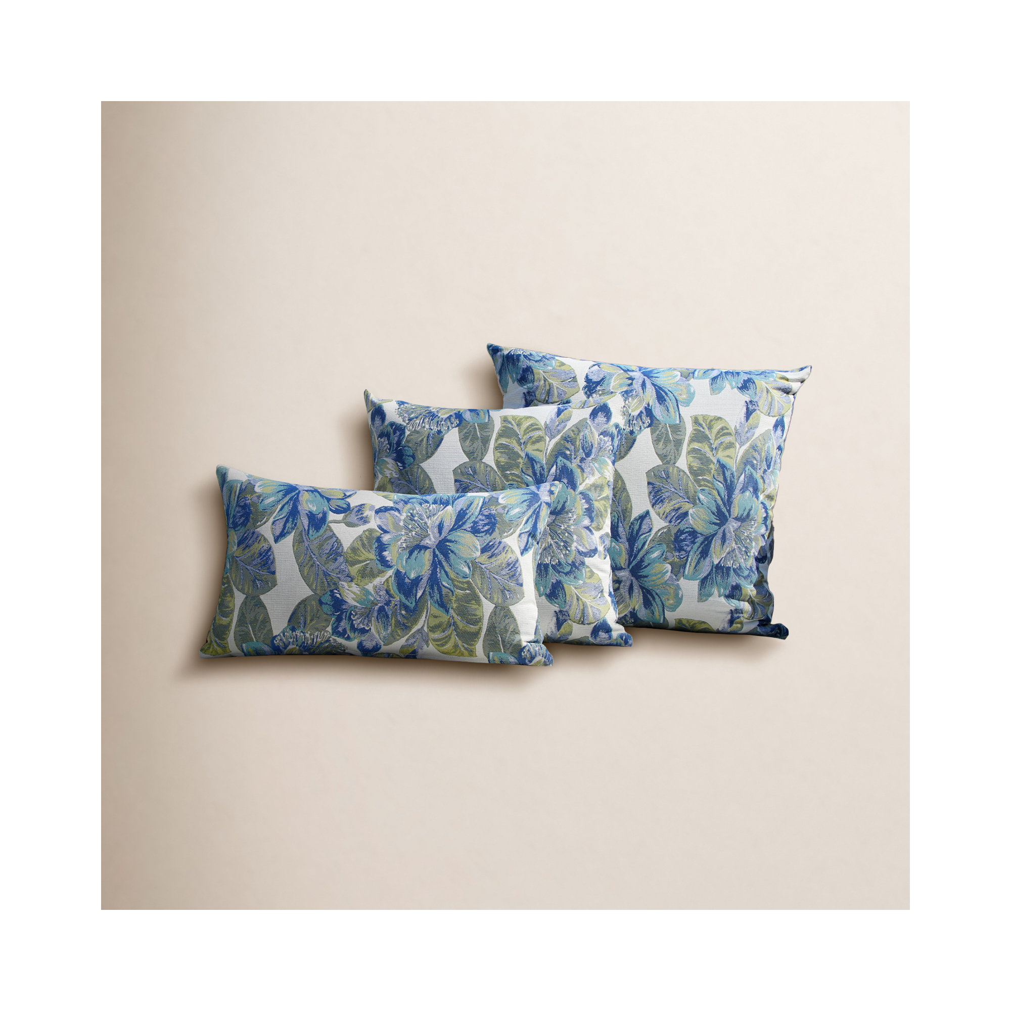 Square Sunshine Plaid 16 x 16 Pillow, 2pk, Rectangle 12"H x 20"W, Blue/Green/White Floral