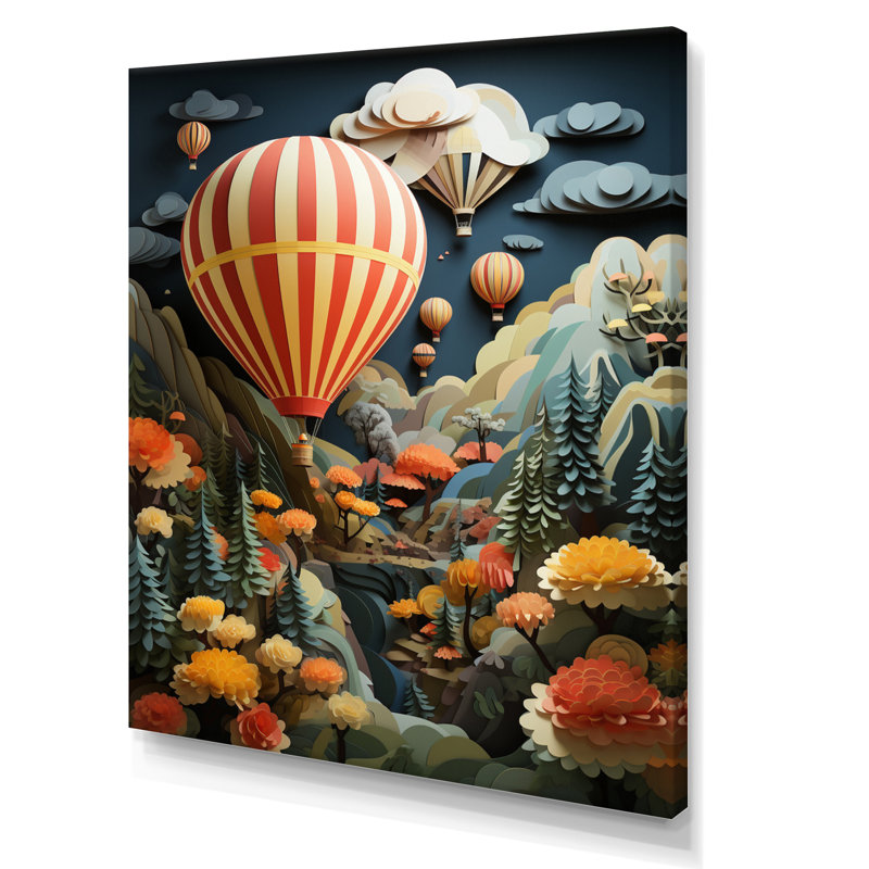 «Estiva Coral Hot Air Ballon II», reproduction sur toile, H 44 po x l 34 po x P 1,5 po, Toile tendue