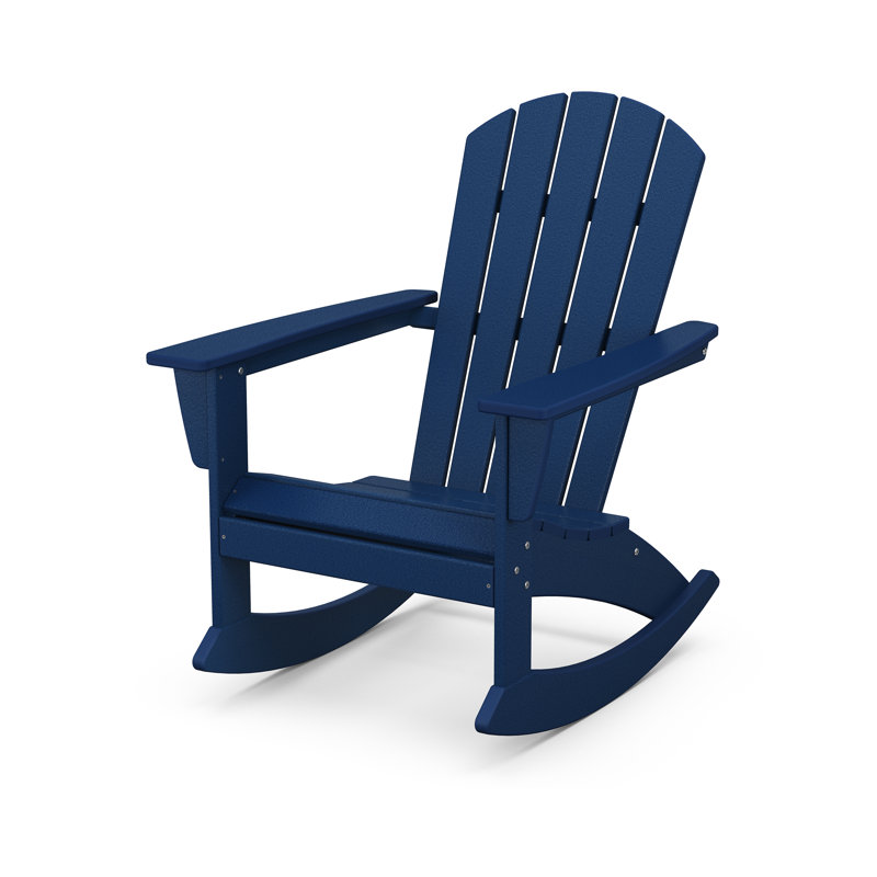 POLYWOOD Nautical Adirondack Rocking Chair, Navy