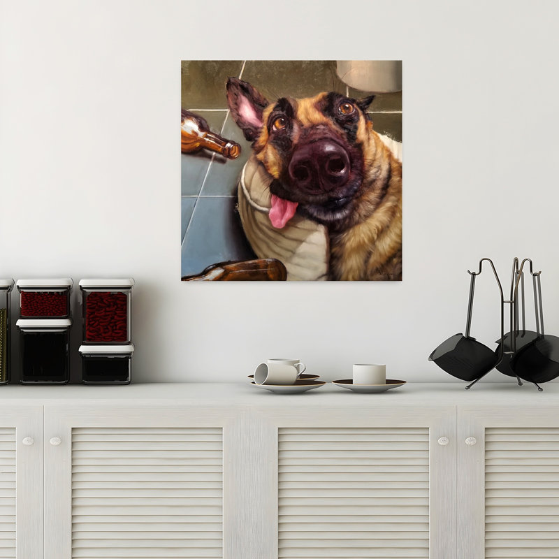 The Morning After Contemporary Dog Art, 18" H x 18" W
