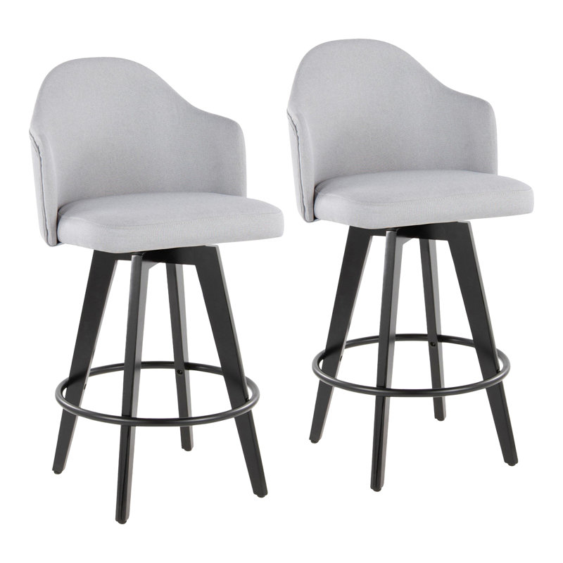 Tabouret de comptoir à hauteur fixe 26 "avec repose-pieds rond Capuano - ensemble de 2, Gris clair