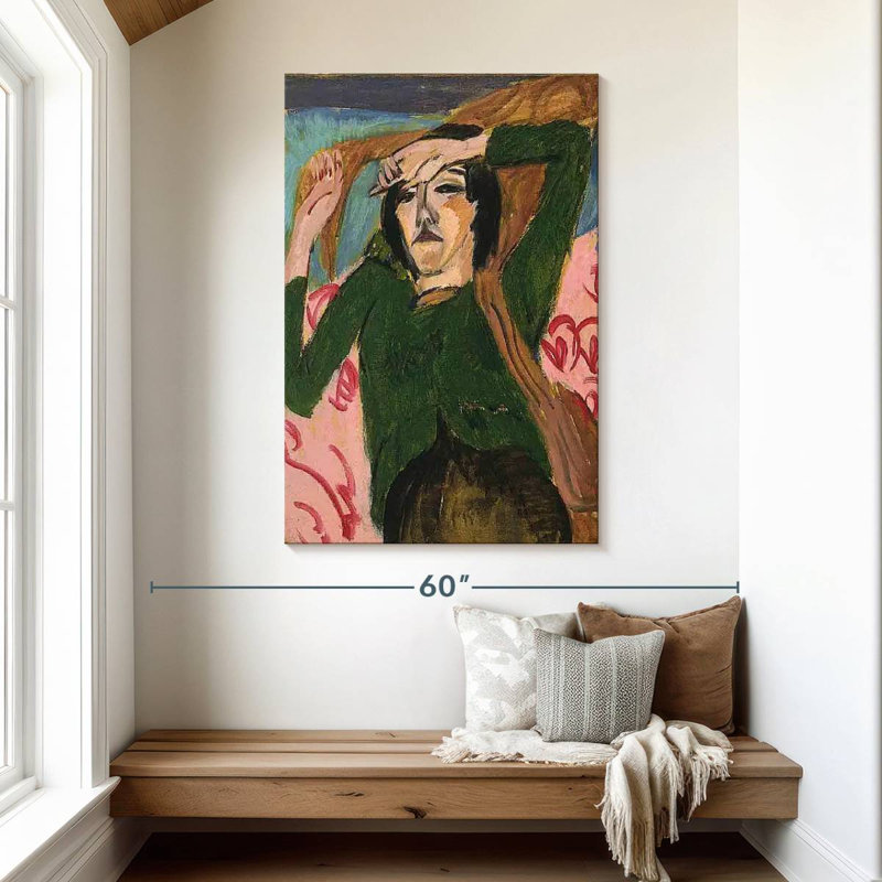 Avery femme dans un chemisier vert, H 48 po x l 32 po