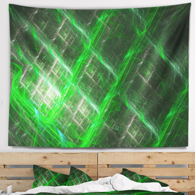 Tapisserie verte verte en métal, H 50 po x l 60 po
