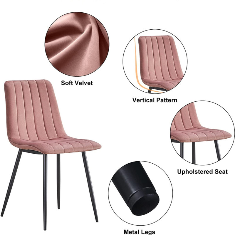 Aly 50cm H Velvet Upholstered Side Chair, Pink