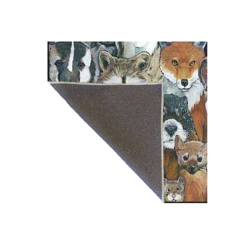 Tapis décoratif à motif d'ours et de girafe lavable à la machine, Sous-tapis rond 3 pi 3 po inclus