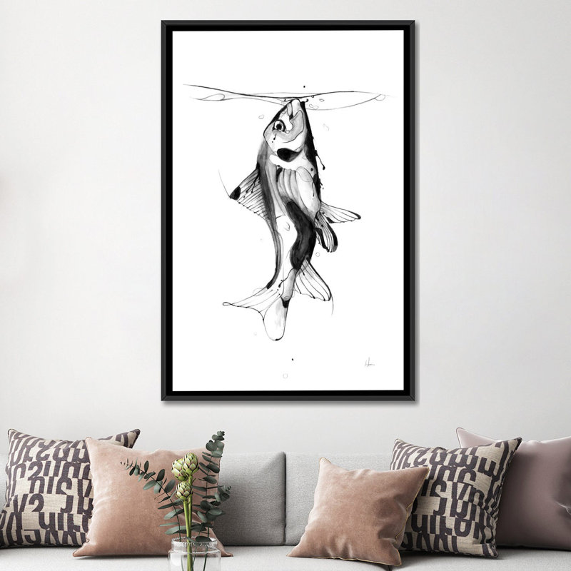 " Fish Fuel " by Alexis Marcou, 60" H x 40" W x 1.5" D, Black Framed Canvas, No Mat