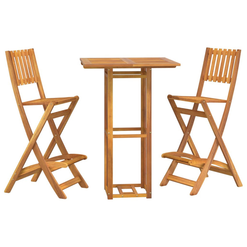 Solid Wood Bar Set with Stools