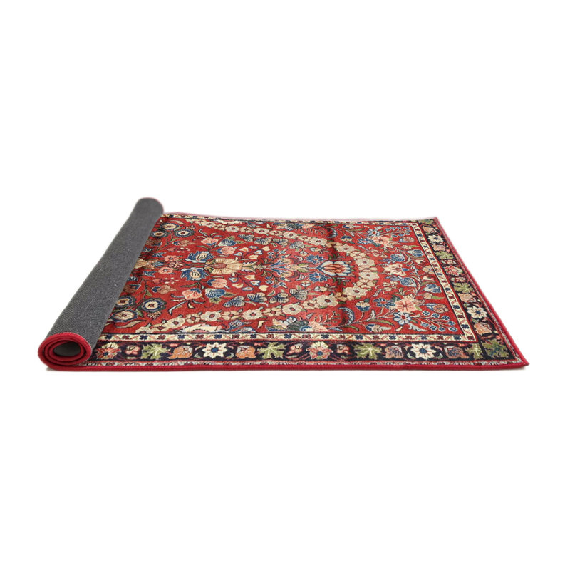 Tapis traditionnel rouge / noir Dohosan, Rond 5 pi