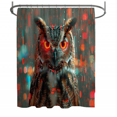 Cyber Owl Birds Shower Curtain