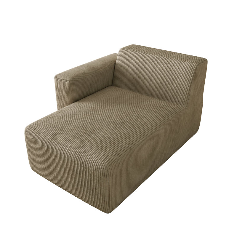 Upholstered Chaise Lounge, Khaki, Left Hand Facing