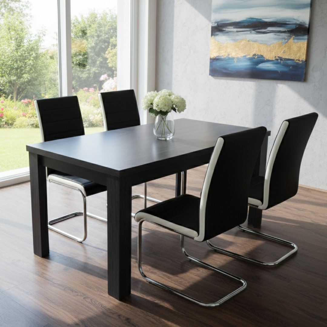 Kosy Koala Unisex Dark Grey Arrow Charcoal Dining Table Set With 4 Faux Leather Dining Chairs In - Image 2