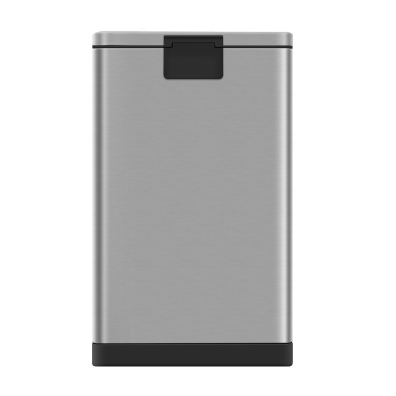 Brushed Stainless Steel Rectangular Step-On Trash Can, 10.6 Gallon