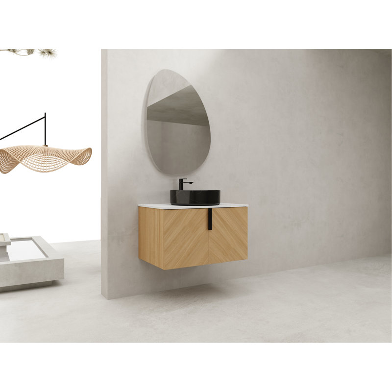 Meuble-lavabo de 30 po avec lavabo d'art en céramique, dalle de pierre artificielle, plateau et structure