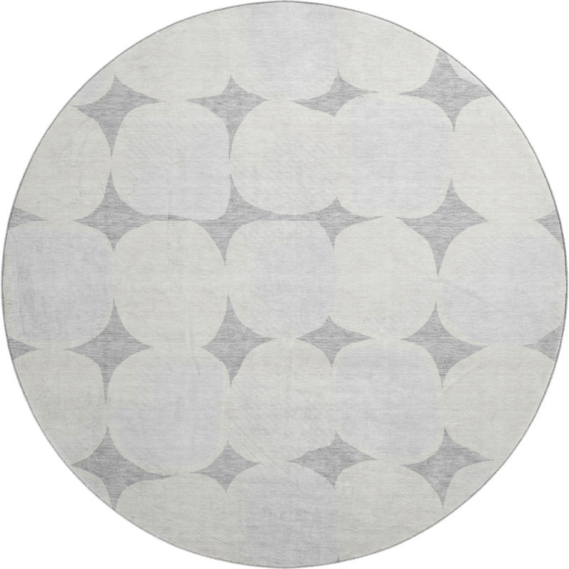 Premium Machine Washable Prisco Gray Rug, Round 8'
