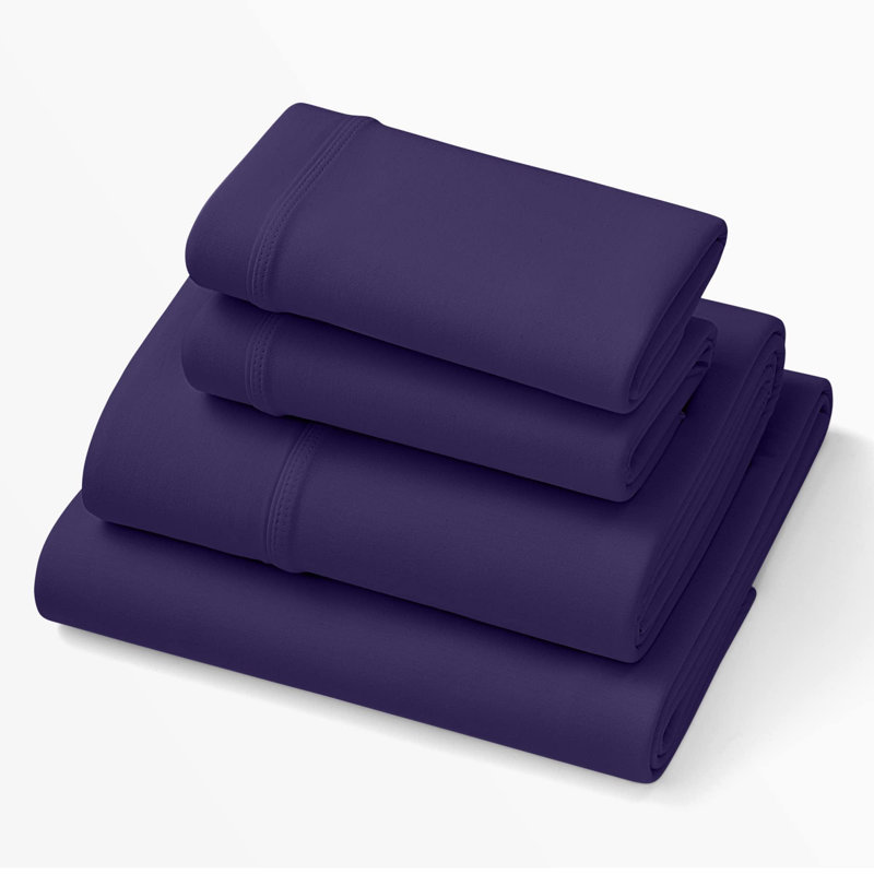 Purple SoftStretch Sheets, Deep, Split King Sheet Set + Fitted Sheet + Pillowcase
