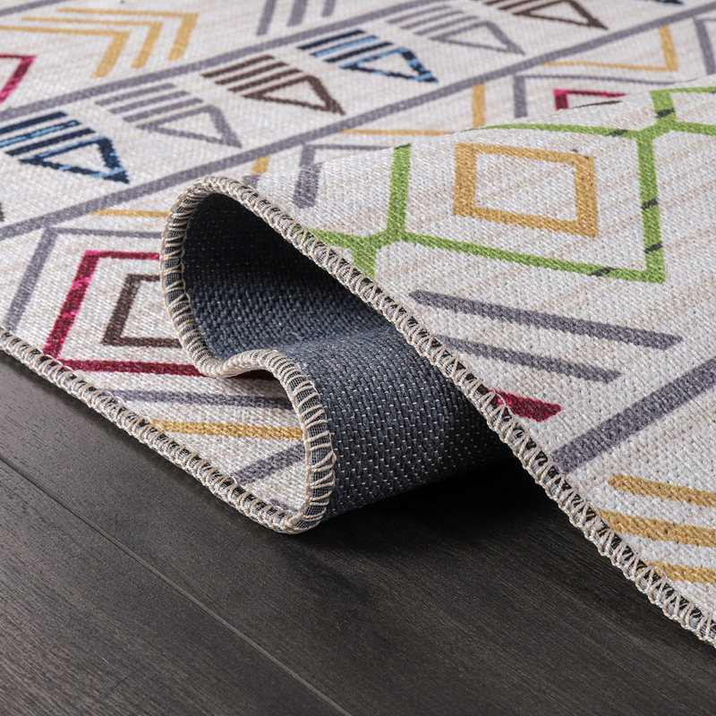 Geometric Cotton and Chenille Flatweave Area Rug, 80 x 150 cm