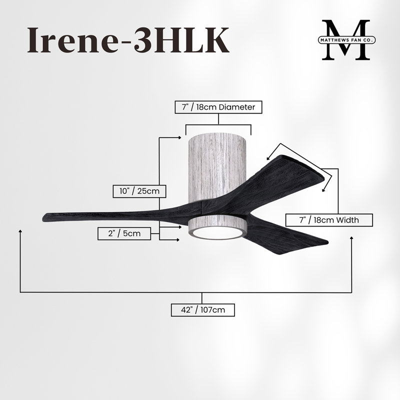 Irene LED Ceiling Fan, Matte Black, Barn Wood Tone, 42"