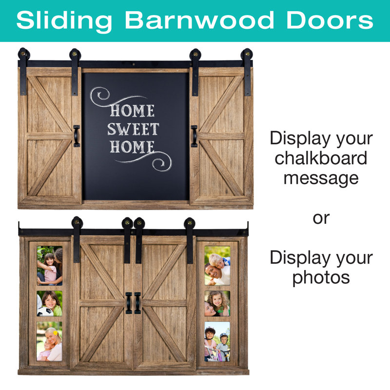 Rustic Barnwood Magnetic Chalkboard with Photo Frames