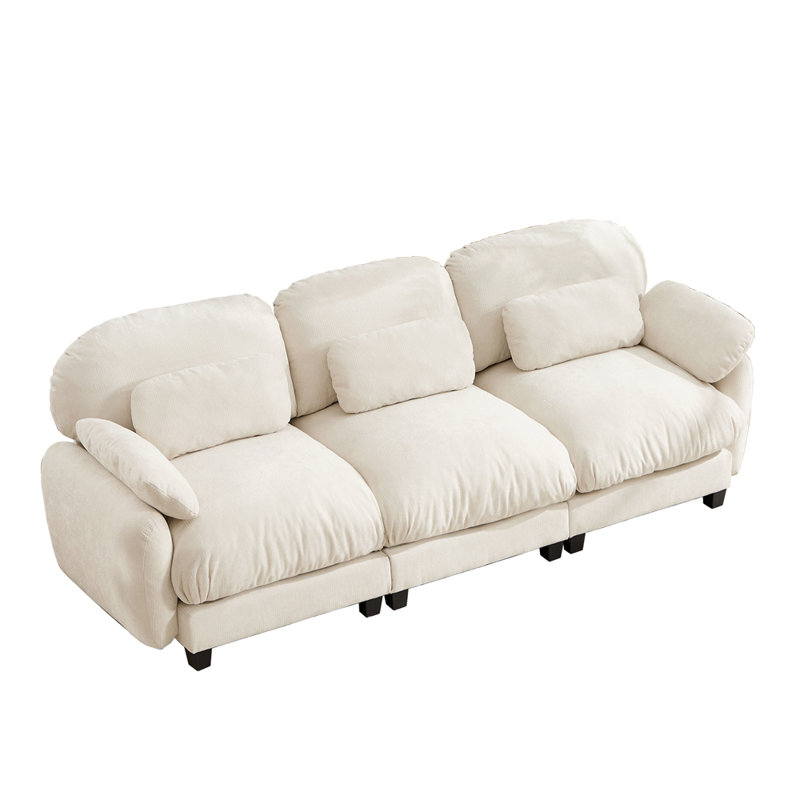 Canapé modulable moderne 3 places pour salon, Beige Chenille