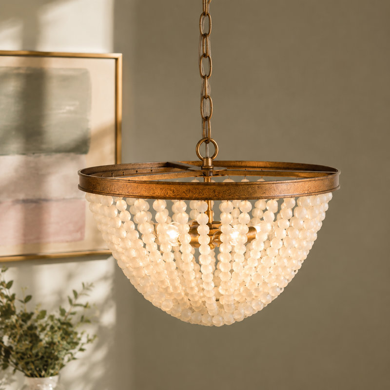 Plafonnier semi-encastré lustre 3 lumières boho