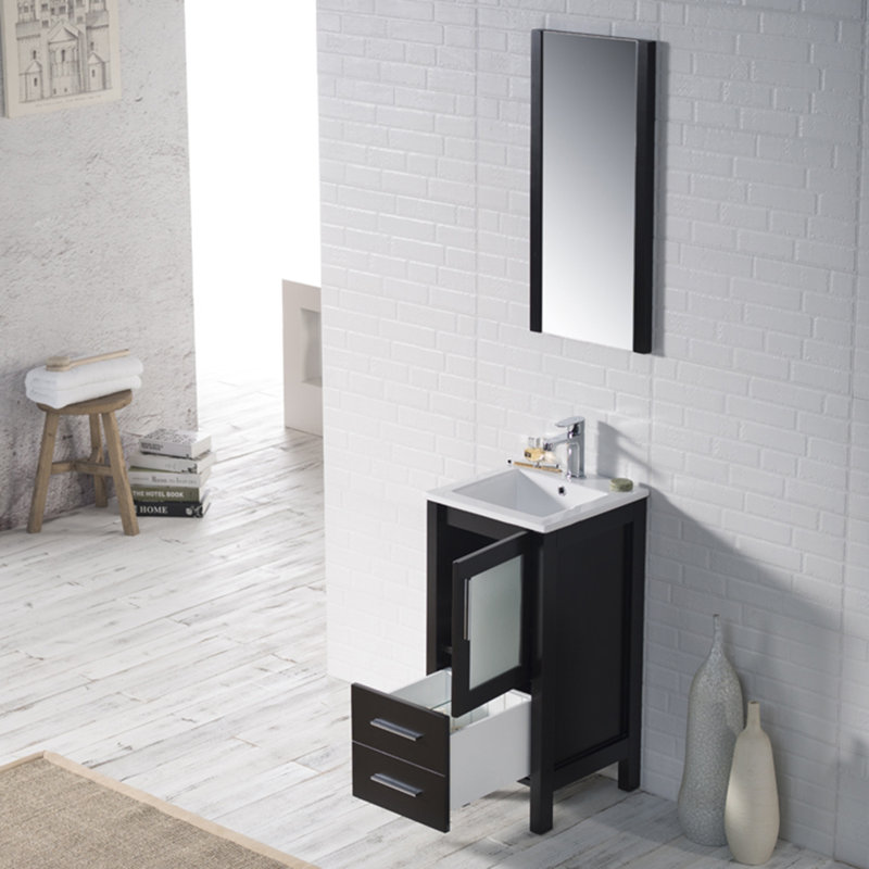 Meuble-lavabo simple 16 po avec lavabo, Espresso