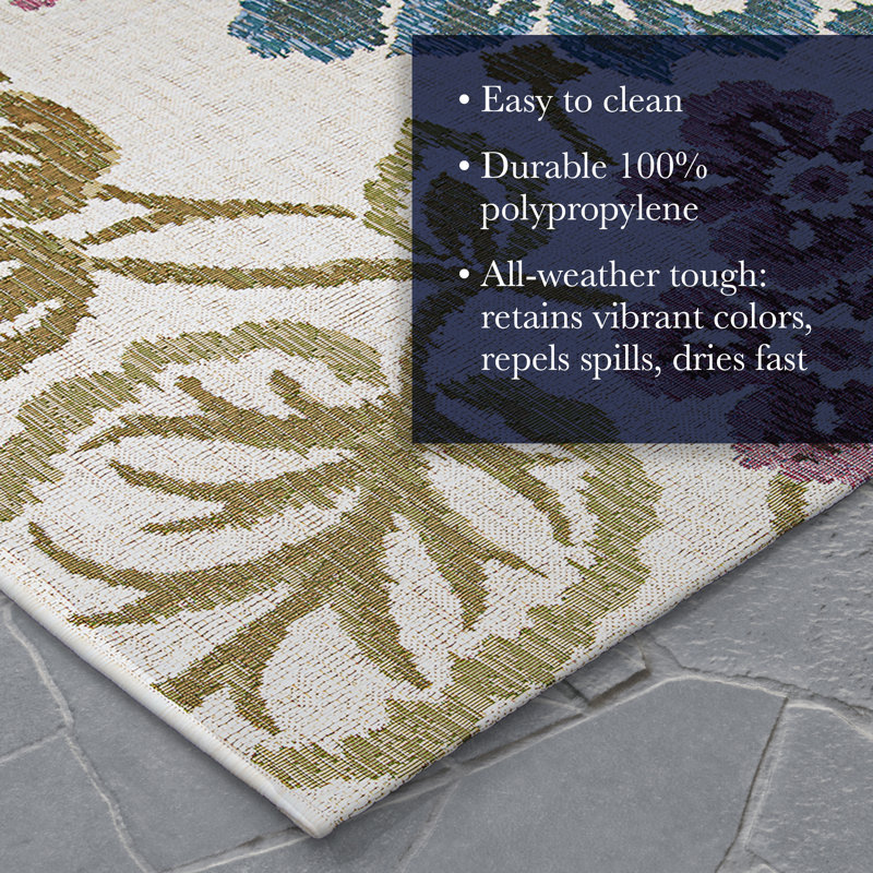 Dimmick Floral Ivory Multicolor Indoor Outdoor Area Rug, Runner 2'3" x 7'10"