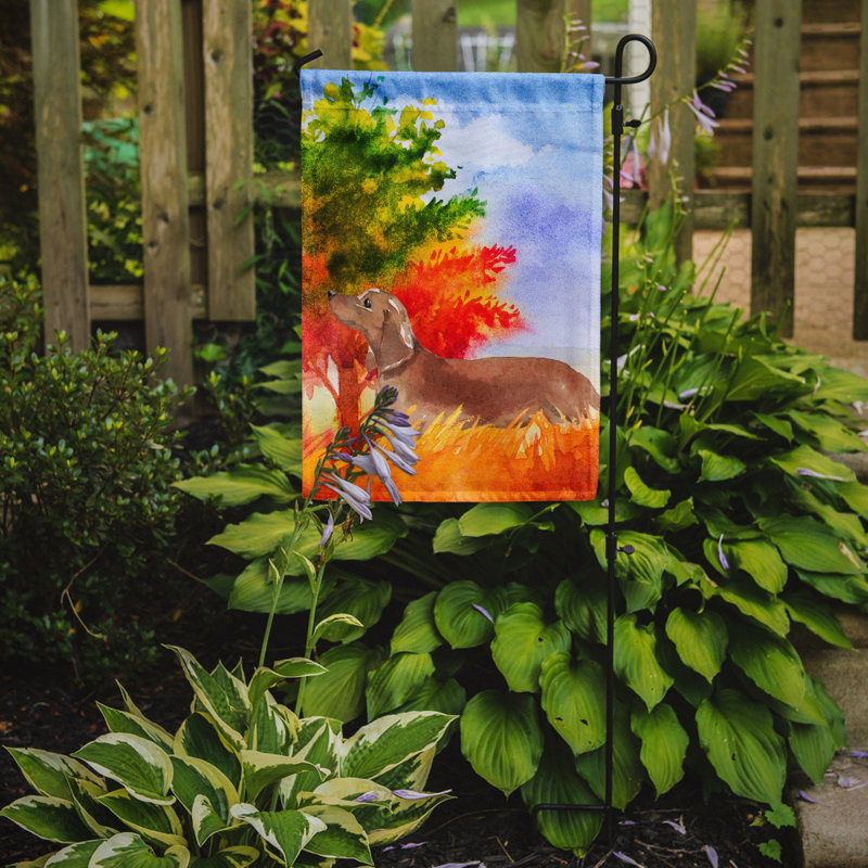 Drapeau de jardin en polyester 15 x 11,5 po Fall, Teckel