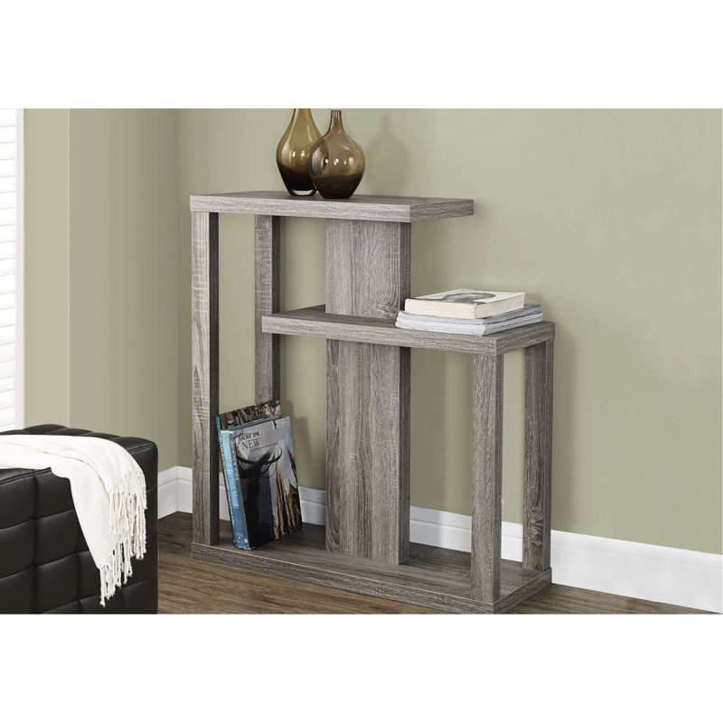 Table d'appoint de salon - Style moderne étroit avec stratifié taupe, finition foncée pour console décorative à trois niveaux