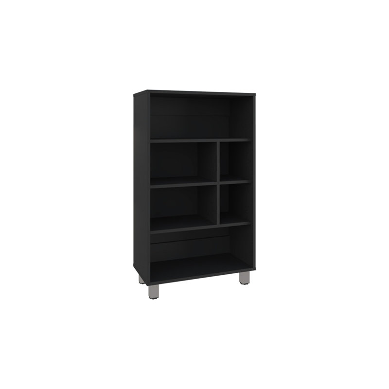 Bibliothèque étroite 40 "à quatre niveaux, Noir