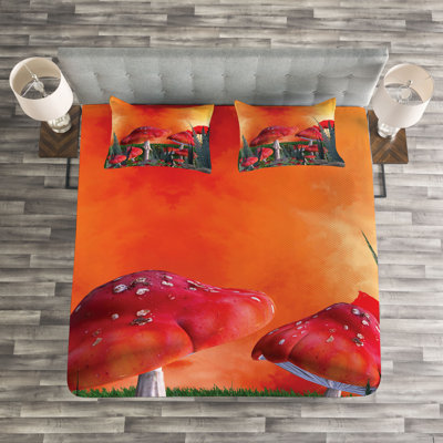 Orange/Taupe Microfibre Bedspread Set