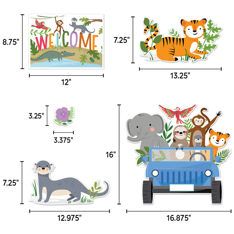 Ensemble de 48 babillards Creative Teaching Press Jungle Friends